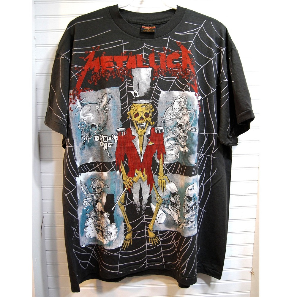 Metallica Damage Inc AOP shirt XL 1992 Brockum reprint tee Spiderweb Pushead